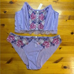 Victoria’s Secret DREAM ANGELS Unlined Bustier Corset Top Bra Set floral Large